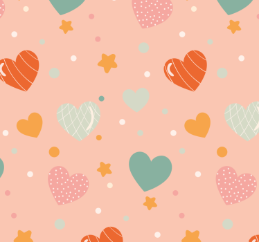 Harten en sterrenpatroon babykamer behang - TenStickers