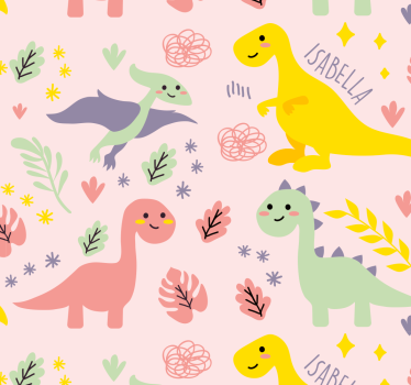 Dinosaurus behang met gepersonaliseerde naam - TenStickers