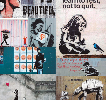 Kunst behang Banksy collage - TenStickers