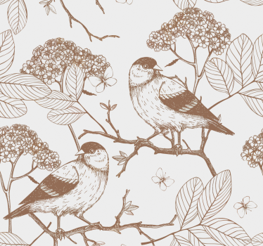 Behang Grijze en bruine vogels - TenStickers