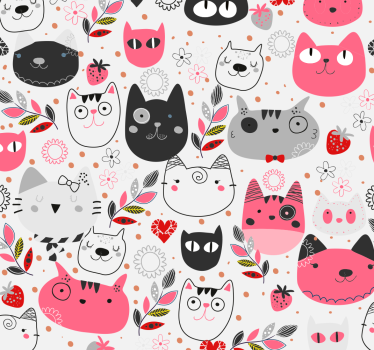 Dieren behang Geïllustreerde katten - TenStickers