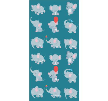 Speelse olifanten babykamer behang - TenStickers