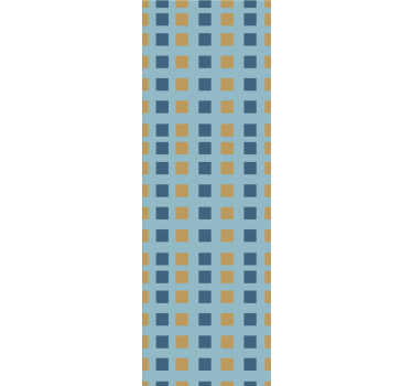 Blauw behang met blauwen en gouden vierkantjes - TenStickers