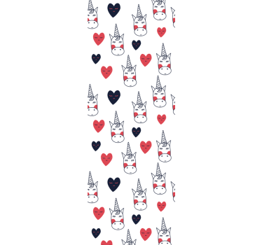 Eenhoorn hartpatroon behang kunst - TenStickers