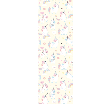 Eenhoorns en regenbogen babykamer behang - TenStickers