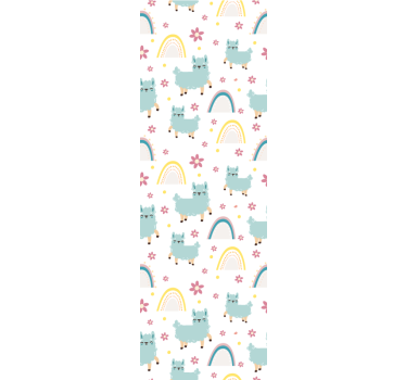 Alpaca regenboogpatroon babykamer behang - TenStickers
