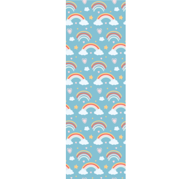 Speelse regenboogwolken babykamer behang - TenStickers