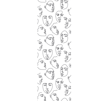 Lijntekeningen gezichten behang kunst - TenStickers
