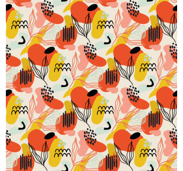 Abstracte organische vormen behang kunst - TenStickers