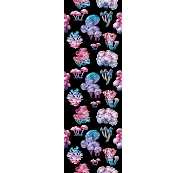 Bloemenpaddestoelenfantasie behang kunst - TenStickers