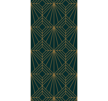 Behang geometrisch stijlvol groen en gouden patroon - TenStickers