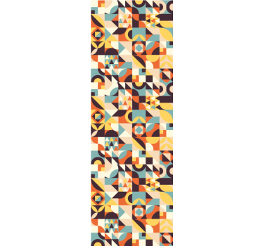Retro gekleurde rode mozaïek behang geometrisch - TenStickers