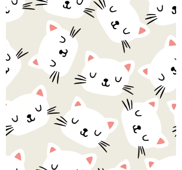 Witte katten gezicht cartoon behang kinderkamer - TenStickers