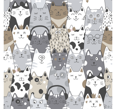 Cartoon katten slaapkamer behang - TenStickers