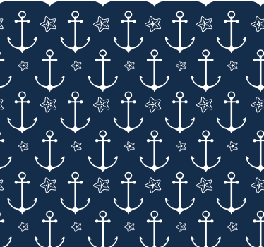 Anker patroon donkerblauw behang - TenStickers