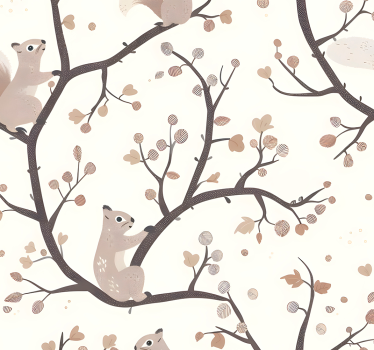 Beige eekhoornspatroon babykamer behang - TenStickers