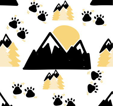 Bergen en hondensporen babykamer behang - TenStickers