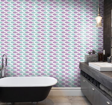 Geometrisch vismotief babykamer behang - TenStickers