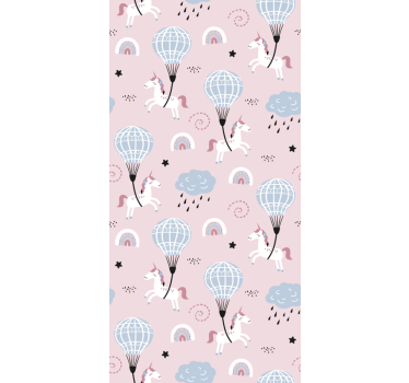 Eenhoorns en ballonnen babykamer behang - TenStickers