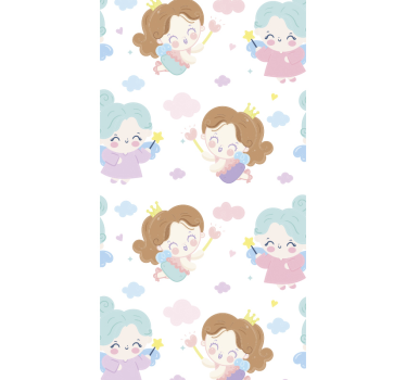 Magisch feeënpatroon babykamer behang - TenStickers