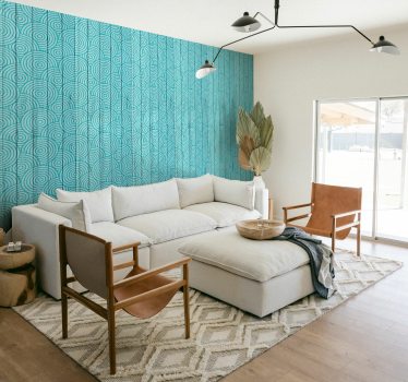 Cirkels op hout behang geometrisch - TenStickers