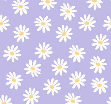 Behang bloemen Witte eenvoudige bloemen op lila - TenStickers