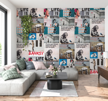 Kunst behang Banksy collage - TenStickers
