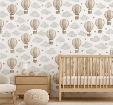 Babykamer behang sterren aarde ballonnen - TenStickers