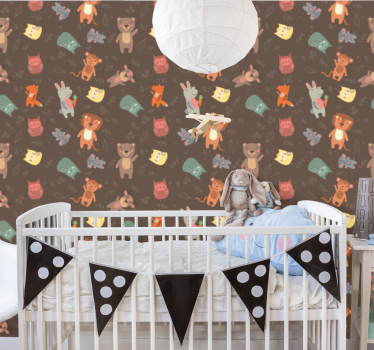 Beelden van dierenspel babykamer behang - TenStickers
