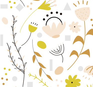 Bloemen behang bloemen en stippen - TenStickers