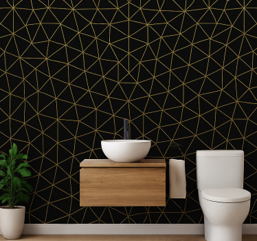 Behang driehoeken midnight gold geometrisch web - TenStickers