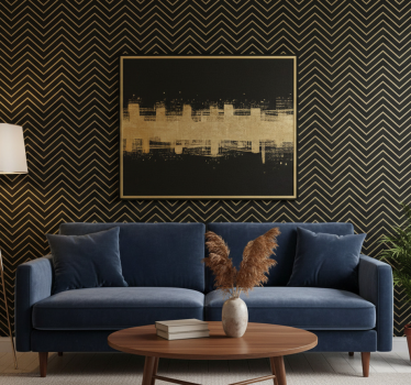 Behang geometrisch chevron gouden motief - TenStickers