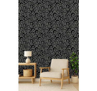 Behang geometrisch zwart-witte golven - TenStickers