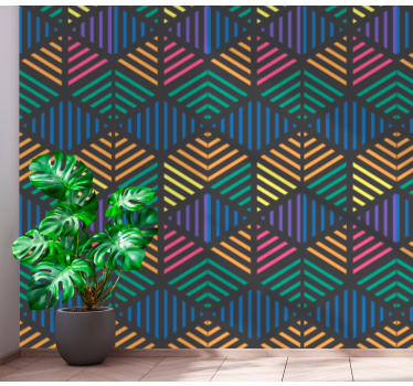 Behang geometrisch gestreept patroon - TenStickers