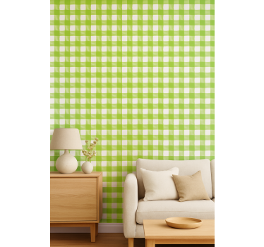 Behang geometrisch groen geruit plaid ontwerp - TenStickers