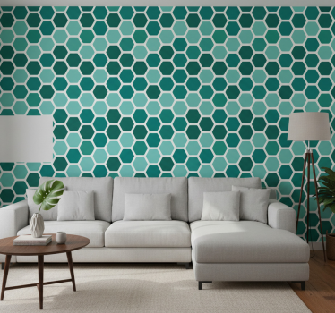 Behang geometrisch groen honingraatmotief - TenStickers
