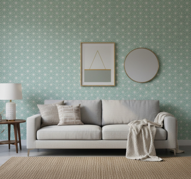 Behang geometrisch groene sterburst - TenStickers