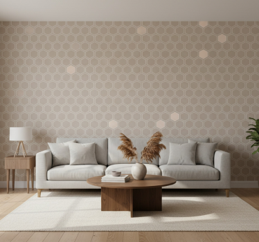 Behang geometrisch hexagon beige motief - TenStickers