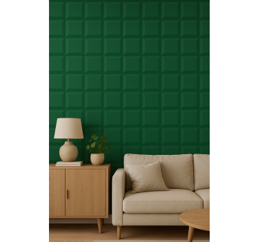 Behang geometrisch 3d groene vierkanten - TenStickers