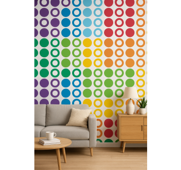 Behang geometrisch regenboogkleuren cirkels - TenStickers