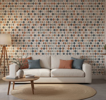Behang geometrisch retro stippenpatroon - TenStickers