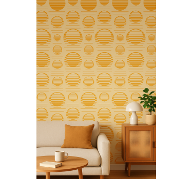 Behang geometrisch retro oranje zonnen - TenStickers