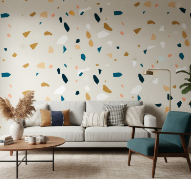 Behang geometrisch terrazzo spetter - TenStickers