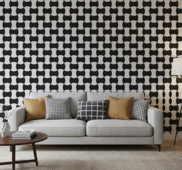 Behang geometrisch zwart en wit curves - TenStickers