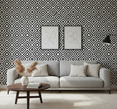 Behang geometrisch zwart-wit - TenStickers
