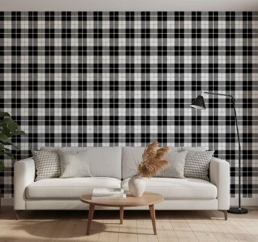 Behang geometrisch zwart-wit ruitpatroon - TenStickers