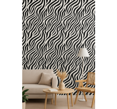 Behang geometrisch zwart-witte zebraprint - TenStickers