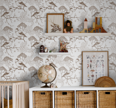 Behang Grijze en bruine vogels - TenStickers