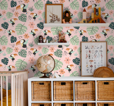 Behang Jungle vogel en plant - TenStickers