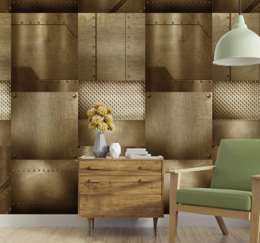 Behang met print bruin metaal - TenStickers